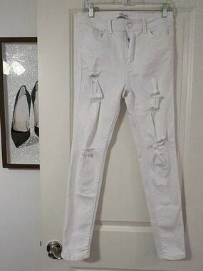 Wax Jean White Distressed Skinny Jeans